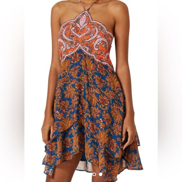 Anthropology Freya Halter Applique Mini Dress Size 12 - Picture 9 of 13